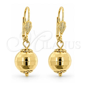 Arete Colgante 5.123.014 Oro Laminado, Diseño de Disco y Bola, Pulido, Tono Dorado