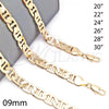 Gargantilla Basica 5.222.021.20 Oro Laminado, Diseño de Mariner, Pulido, Tono Dorado (200 Gauge, 09 MM Thickness, 20 Inches Length)