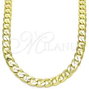 Gargantilla Basica 5.222.002.20 Oro Laminado, Diseño de Cubana, Pulido, Tono Dorado (180 Gauge, 07 MM Thickness, 20 Inches Length)