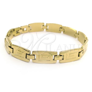 Pulsera Solida 5.018.001 Oro Laminado, Diseño de Llave Griega, Diamantado, Tono Dorado (9 Inches Length)