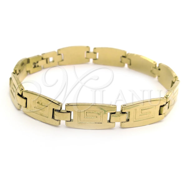 Pulsera Solida 5.018.001 Oro Laminado, Diseño de Llave Griega, Diamantado, Tono Dorado (9 Inches Length)