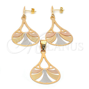 Juego de Arete y Dije de Adulto 5.044.004 Oro Laminado, Pulido, Tres Tonos