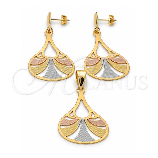 Juego de Arete y Dije de Adulto 5.044.004 Oro Laminado, Pulido, Tres Tonos