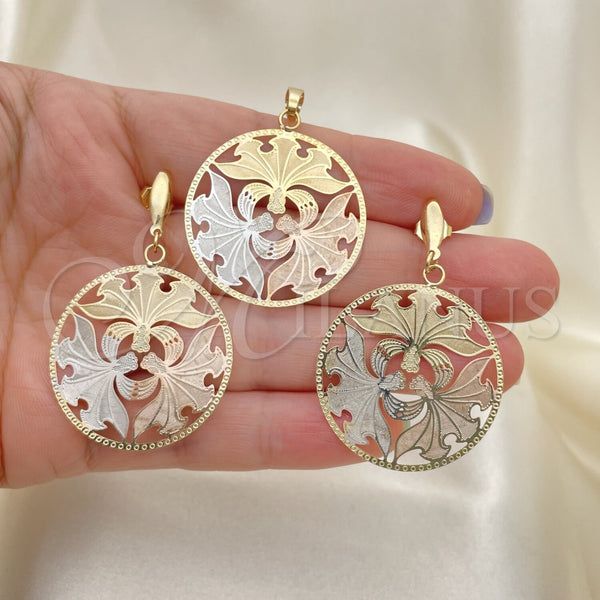 Juego de Arete y Dije de Adulto 5.041.003 Oro Laminado, Pulido, Tres Tonos