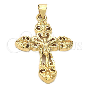 Dije Religioso 5.192.024 Oro Laminado, Diseño de Crucifijo, Pulido, Tono Dorado