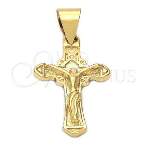 Dije Religioso 5.191.019 Oro Laminado, Diseño de Crucifijo, Pulido, Tono Dorado