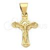Dije Religioso 5.191.019 Oro Laminado, Diseño de Crucifijo, Pulido, Tono Dorado
