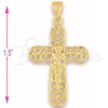 Dije Religioso 5.188.011 Oro Laminado, Diseño de Crucifijo, Pulido, Tono Dorado