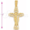 Dije Religioso 5.189.019 Oro Laminado, Diseño de Crucifijo, Pulido, Tono Dorado
