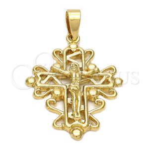 Dije Religioso 5.188.002 Oro Laminado, Diseño de Crucifijo, Pulido, Tono Dorado