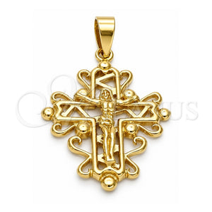 Dije Religioso 5.188.002 Oro Laminado, Diseño de Crucifijo, Pulido, Tono Dorado