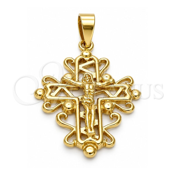 Dije Religioso 5.188.002 Oro Laminado, Diseño de Crucifijo, Pulido, Tono Dorado