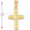 Dije Religioso 5.192.029 Oro Laminado, Diseño de Cruz, Pulido, Tono Dorado