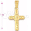 Dije Religioso 5.192.029 Oro Laminado, Diseño de Cruz, Pulido, Tono Dorado