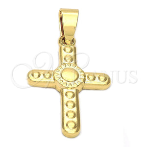 Dije Religioso 5.192.029 Oro Laminado, Diseño de Cruz, Pulido, Tono Dorado
