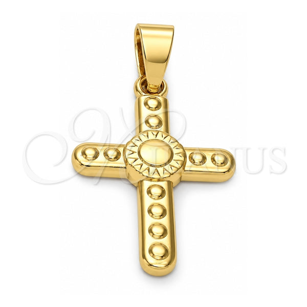 Dije Religioso 5.192.029 Oro Laminado, Diseño de Cruz, Pulido, Tono Dorado