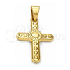 Dije Religioso 5.192.029 Oro Laminado, Diseño de Cruz, Pulido, Tono Dorado