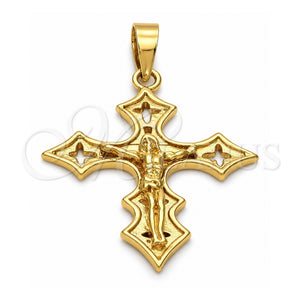 Dije Religioso 5.188.024 Oro Laminado, Diseño de Crucifijo, Pulido, Tono Dorado