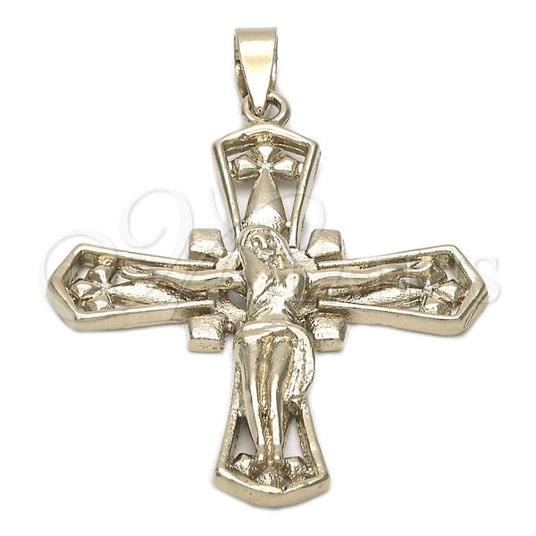 Dije Religioso 5.189.008 Oro Laminado, Diseño de Crucifijo, Pulido, Tono Dorado