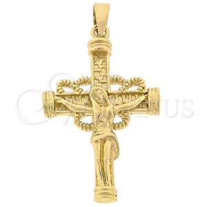 Dije Religioso 5.189.012 Oro Laminado, Diseño de Crucifijo, Pulido, Tono Dorado