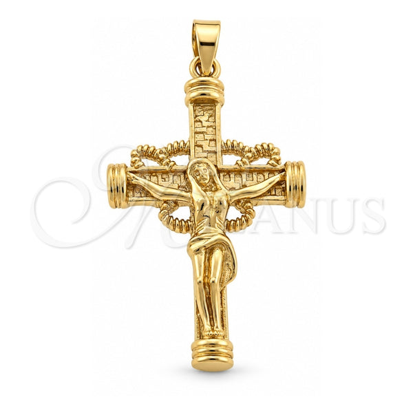 Dije Religioso 5.189.012 Oro Laminado, Diseño de Crucifijo, Pulido, Tono Dorado