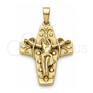 Dije Religioso 5.188.005 Oro Laminado, Diseño de Bufalo, Diamantado, Tono Dorado