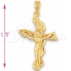 Dije Religioso 5.192.035 Oro Laminado, Diseño de Crucifijo, Diamantado, Tono Dorado
