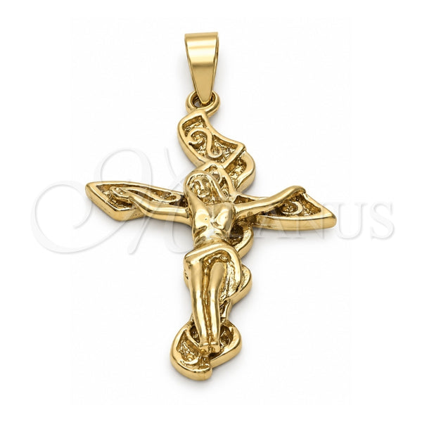 Dije Religioso 5.192.035 Oro Laminado, Diseño de Crucifijo, Diamantado, Tono Dorado