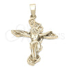 Dije Religioso 5.192.035 Oro Laminado, Diseño de Crucifijo, Diamantado, Tono Dorado