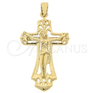 Dije Religioso 5.189.020 Oro Laminado, Diseño de Crucifijo, Pulido, Tono Dorado