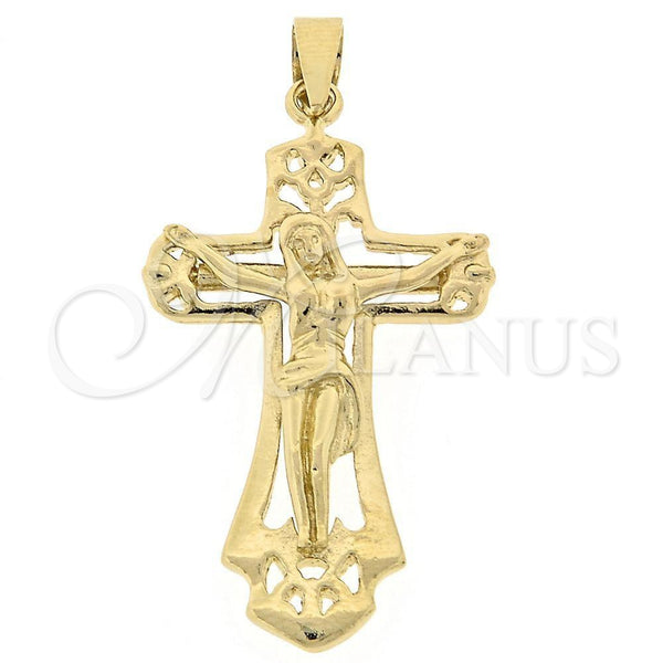 Dije Religioso 5.189.020 Oro Laminado, Diseño de Crucifijo, Pulido, Tono Dorado