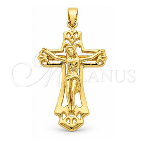 Dije Religioso 5.189.020 Oro Laminado, Diseño de Crucifijo, Pulido, Tono Dorado