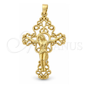 Dije Religioso 5.189.001 Oro Laminado, Diseño de Crucifijo, Pulido, Tono Dorado