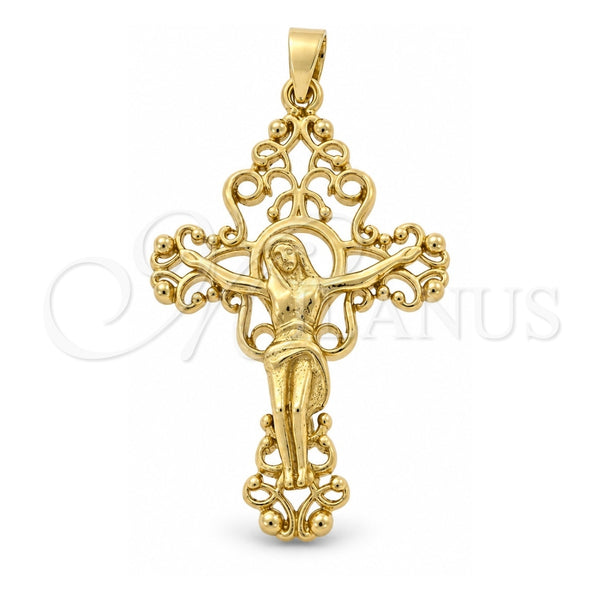 Dije Religioso 5.189.001 Oro Laminado, Diseño de Crucifijo, Pulido, Tono Dorado