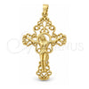 Dije Religioso 5.189.001 Oro Laminado, Diseño de Crucifijo, Pulido, Tono Dorado