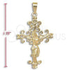 Dije Religioso 5.188.013 Oro Laminado, Diseño de Crucifijo, Pulido, Tono Dorado