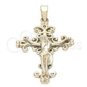 Dije Religioso 5.188.013 Oro Laminado, Diseño de Crucifijo, Pulido, Tono Dorado