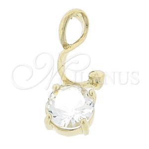 Dije Elegante 5.181.011 Oro Laminado, con Blanca Zirconia Cubica, Pulido, Tono Dorado