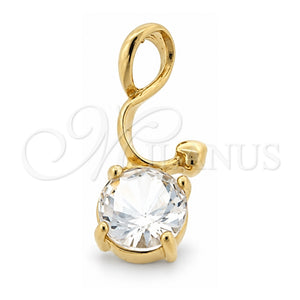 Dije Elegante 5.181.011 Oro Laminado, con Zirconia Cubica Blanca, Pulido, Tono Dorado