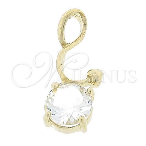 Dije Elegante 5.181.011 Oro Laminado, con Blanca Zirconia Cubica, Pulido, Tono Dorado