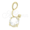 Dije Elegante 5.181.011 Oro Laminado, con Blanca Zirconia Cubica, Pulido, Tono Dorado