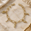 Pulsera de Dije 5.019.008 Oro Laminado, Diseño de Zapato y Pescado, Diamantado, Tono Dorado (Grosor 08 MM, 8 Pulgadas de Largo)