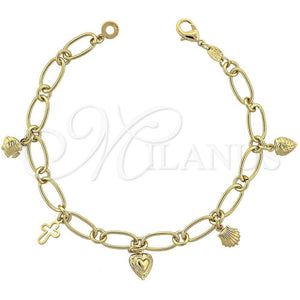Pulsera de Dije 5.022.004 Oro Laminado, Pulido, Tono Dorado (8 Inches Length)