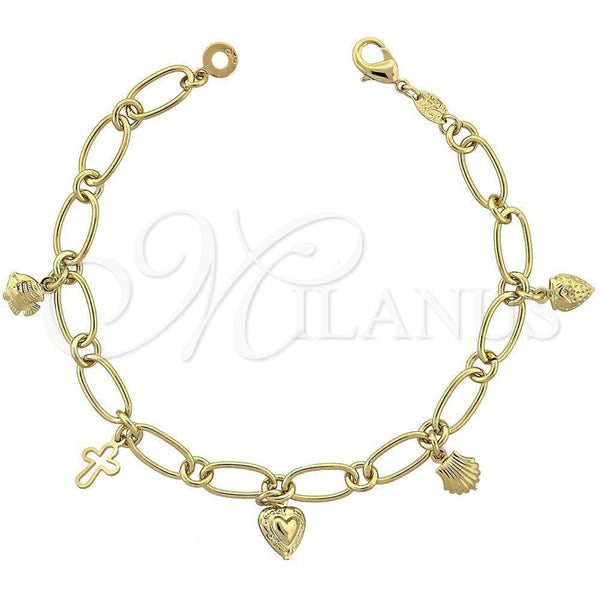 Pulsera de Dije 5.022.004 Oro Laminado, Pulido, Tono Dorado (8 Inches Length)