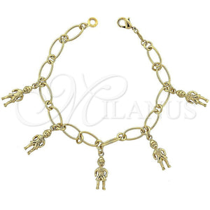 Pulsera de Dije 5.024.002 Oro Laminado, Diseño de Niñito Pequeño, Pulido, Tono Dorado (08 MM Thickness, 7 Inches Length)