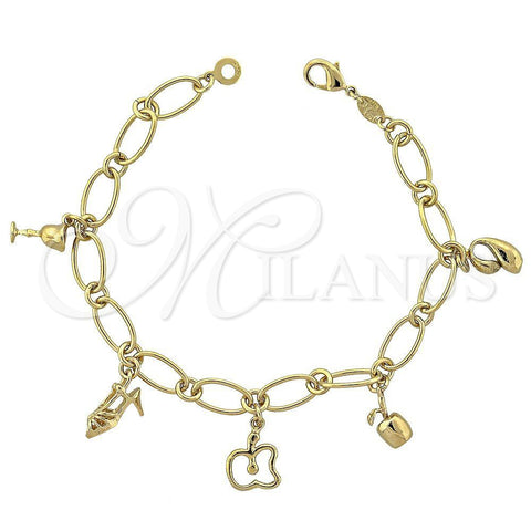 Pulsera de Dije 5.025.007 Oro Laminado, Diseño de Baso de Beber, Pulido, Tono Dorado (08 MM Thickness, 8 Inches Length)