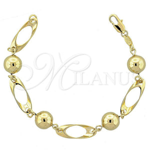 Pulsera Elegante 5.005.010 Oro Laminado, Diseño de Bola, Pulido, Tono Dorado (0.35 Gauge, 10 MM Thickness, 7 Inches Length)