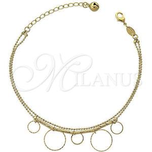 Pulsera de Dije 5.016.009.07 Oro Laminado, Diseño de Cascavel, Diamantado, Tono Dorado (03 MM Thickness, 7 Inches Length)
