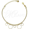 Pulsera de Dije 5.016.009.07 Oro Laminado, Diseño de Cascavel, Diamantado, Tono Dorado (03 MM Thickness, 7 Inches Length)