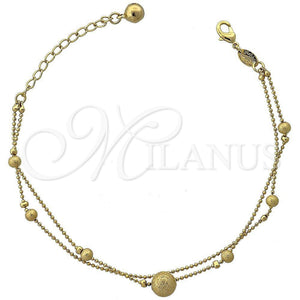 Pulsera Elegante 5.016.007.07 Oro Laminado, Diseño de Cascavel y Bola, Mate, Tono Dorado (09 MM Thickness, 9 Inches Length)